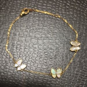 NWOT Gold Mother of Pearl Butterfly Bracelet